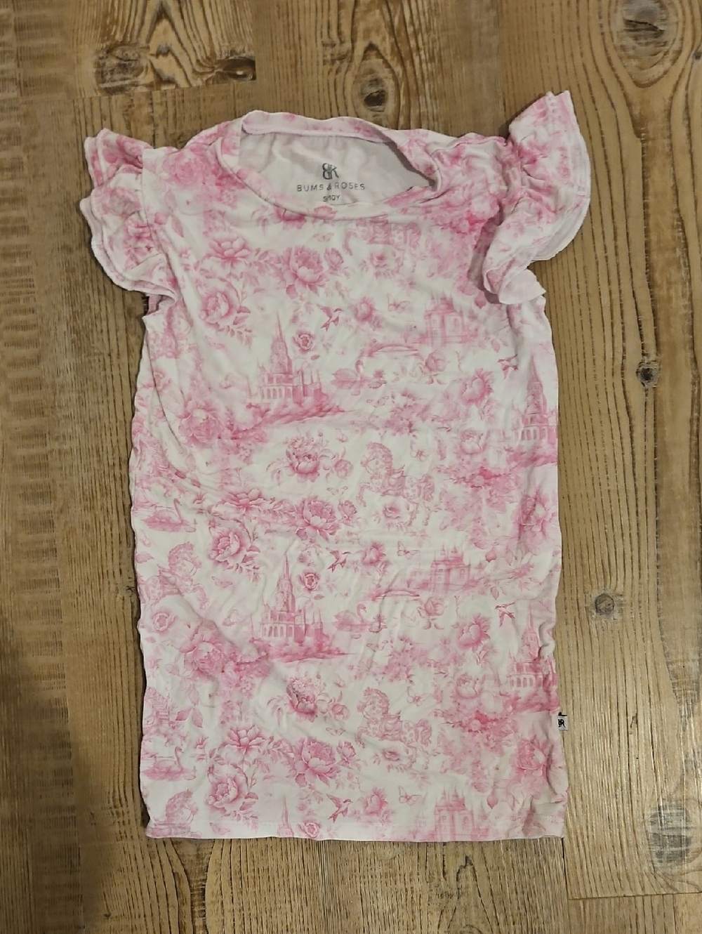 Bums & Roses Pink Fairytale Floral Ruffle Sleeve Dress